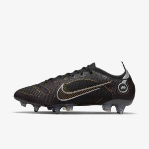 Men's Nike Mercurial Vapor 14 Elite SG-PRO Anti-Clog Traction Soft-Grounds Football Shoes Black / Metal Silver / Grey / Metal Gold | NK974HWN