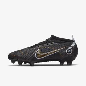 Men's Nike Mercurial Vapor 14 Pro FG Firm-Ground Football Shoes Black / Metal Silver / Grey / Metal Gold | NK154NOZ