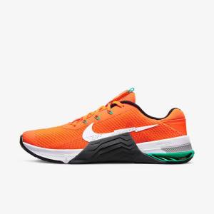 Men's Nike Metcon 7 Training Shoes Orange / Dark Grey / Turquoise / White | NK602IUH