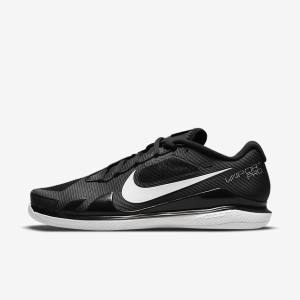 Men's Nike NikeCourt Air Zoom Vapor Pro Carpet Tennis Shoes Black / White | NK630WAY