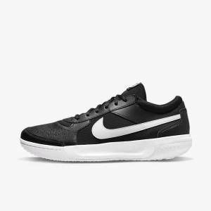 Men's Nike NikeCourt Zoom Lite 3 Hard Court Tennis Shoes Black / White | NK416BKU