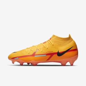 Men's Nike Phantom GT2 Pro Dynamic Fit FG Firm-Ground Football Shoes Orange / Light Red / Black | NK726XUN