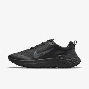 Men's Nike React Miler 2 Shield Weatherised Road Running Shoes Black / Dark Grey / Black | NK963OKX