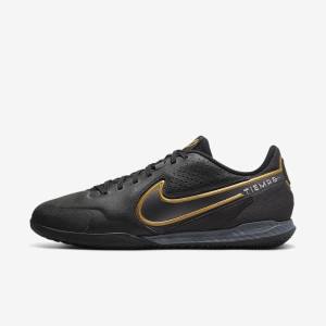 Men's Nike React Tiempo Legend 9 Pro IC Indoor-Court Football Shoes Black / Dark Grey / Metal Gold / Metal Dark Grey | NK235UFQ