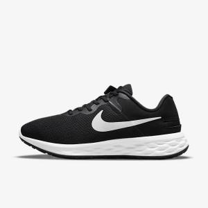 Men's Nike Revolution 6 FlyEase Next Nature Easy-On-And-Off Road (Extra Wide) Running Shoes Black / Grey / White | NK190DFY