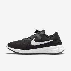 Men's Nike Revolution 6 FlyEase Next Nature Easy On-Off Road Running Shoes Black / Grey / White | NK519TKJ