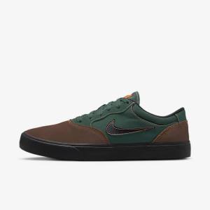 Men's Nike SB Chron 2 Skate Shoes Light Chocolate / Green / Orange / Black | NK527QOB