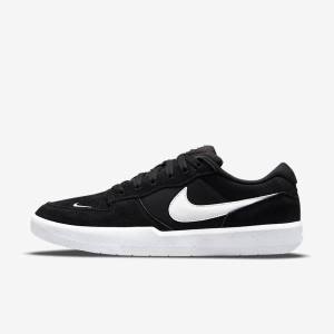 Men's Nike SB Force 58 Skate Shoes Black / White | NK192PVJ