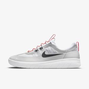 Men's Nike SB Nyjah Free 2 Skate Shoes Grey / White / Light Red / Black | NK408WZM