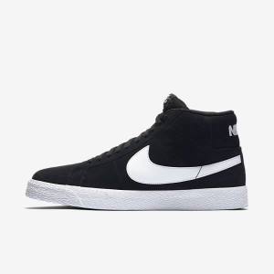 Men's Nike SB Zoom Blazer Mid Sneakers Black / White | NK325ZDC