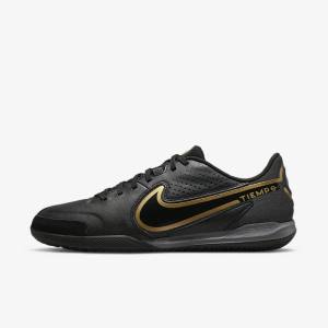 Men's Nike Tiempo Legend 9 Academy IC Indoor-Court Football Shoes Black / Dark Grey / Metal Gold / Black | NK710OAT