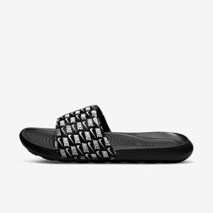 Men's Nike Victori One Printed Slides Black / White | NK432MPO