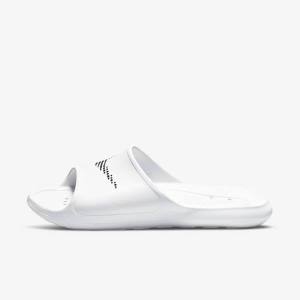 Men's Nike Victori One Shower Slides White / Black | NK820BLK