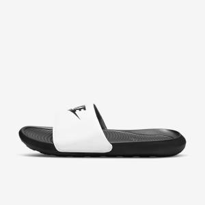 Men's Nike Victori One Slides Black / White | NK581QYU