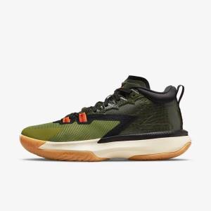 Men's Nike Zion 1 Jordan Shoes Dark Grey Green / Black | NK029RNX