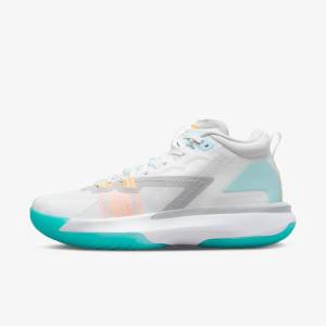 Men's Nike Zion 1 Jordan Shoes White / Orange / Turquoise / Black | NK743JRC