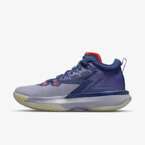 Men's Nike Zion 1 ZNA Jordan Shoes Blue / Purple / Indigo / Light Red | NK321KNA