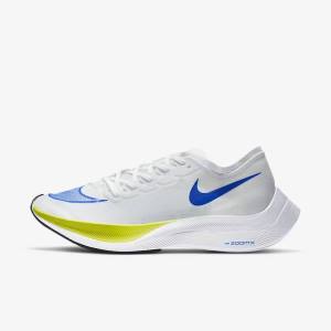 Men's Nike ZoomX Vaporfly NEXT% Road Racing Running Shoes White / Black / Blue | NK638ONU