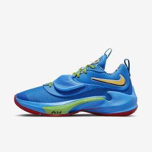 Men's Nike Zoom Freak 3 Basketball Shoes Blue / White / Red / Black | NK975QBK