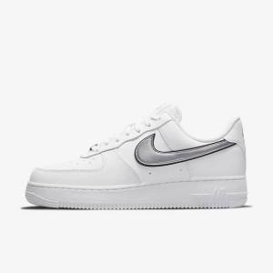 Women's Nike Air Force 1 07 Essential Sneakers White / Black / Metal Silver | NK596EXK