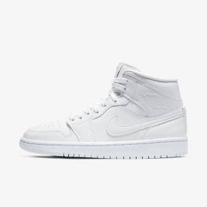 Women's Nike Air Jordan 1 Mid Jordan Shoes White | NK476VBK