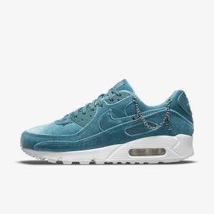 Women's Nike Air Max 90 Premium Sneakers Grey Green / Metal Silver / White / Grey Green | NK356NOR