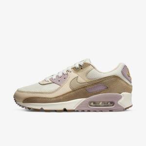 Women's Nike Air Max 90 Sneakers Brown / Light Purple / Khaki | NK948GAX