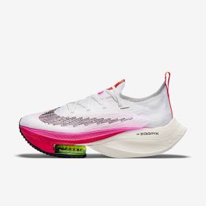 Women's Nike Air Zoom Alphafly NEXT% Flyknit Road Racing Running Shoes White / Black / Black | NK149JXH