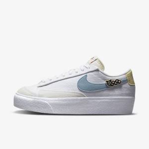 Women's Nike Blazer Low Platform Next Nature Sneakers White / Pink / White / Blue | NK108GSR