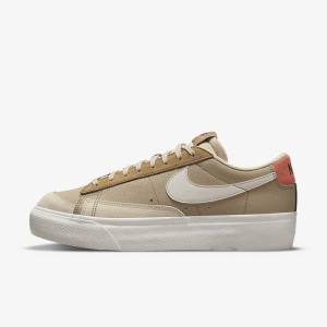 Women's Nike Blazer Low Platform SP Sneakers Khaki / Light Beige | NK784QJS