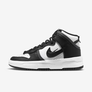 Women's Nike Dunk High Up Sneakers White / Dark Grey / Black | NK095VAZ