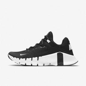 Women's Nike Free Metcon 4 Training Shoes Black / White | NK984MFR