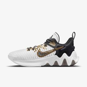 Women's Nike Giannis Immortality Basketball Shoes White / Black / Metal Gold | NK501XHR