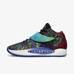 Women's Nike KD14 NRG Basketball Shoes Blue / Royal Blue / Light Green | NK058MOL