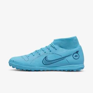 Women's Nike Mercurial Superfly 8 Club TF Turf Football Shoes Blue / Orange | NK724RDJ