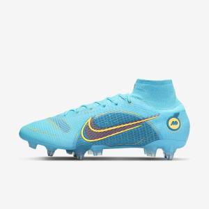 Women's Nike Mercurial Superfly 8 Elite SG-PRO Anti-Clog Traction Soft-Ground Football Shoes Blue / Orange | NK469LFD