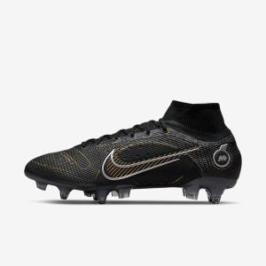 Women's Nike Mercurial Superfly 8 Elite SG-PRO Anti-Clog Traction Soft-Ground Football Shoes Black / Metal Silver / Grey / Metal Gold | NK647HFX