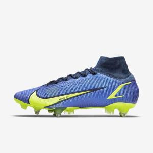 Women's Nike Mercurial Superfly 8 Elite SG-Pro AC Soft-Ground Football Shoes Blue | NK986NPM