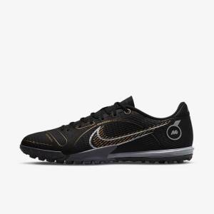 Women's Nike Mercurial Vapor 14 Academy TF Turf Football Shoes Black / Metal Silver / Grey / Metal Gold | NK530XDW