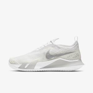 Women's Nike NikeCourt React Vapor NXT Hard Court Tennis Shoes White / Grey / Metal Silver | NK820YFV