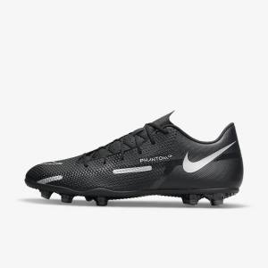 Women's Nike Phantom GT2 Club MG Multi-Ground Football Shoes Black / Dark Grey / Metal Silver | NK352GLQ