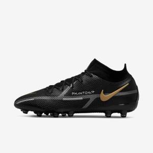 Women's Nike Phantom GT2 Dynamic Fit Elite AG-Pro Artificial-Grass Football Shoes Black / Metal Gold / Metal Silver / Metal Dark Grey | NK582ZXS