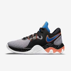 Women's Nike Renew Elevate 2 Basketball Shoes Black / White / Orange / Light Blue | NK462WNC