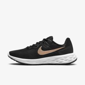 Women's Nike Revolution 6 Next Nature Road Running Shoes Black / White / Metal Copper | NK679JBS