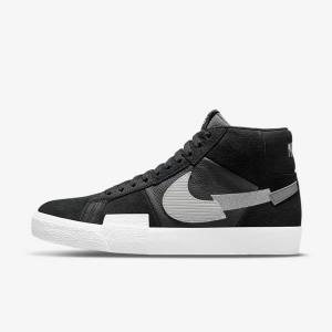 Women's Nike SB Zoom Blazer Mid Premium Skate Shoes Black / Grey / White | NK604KEG