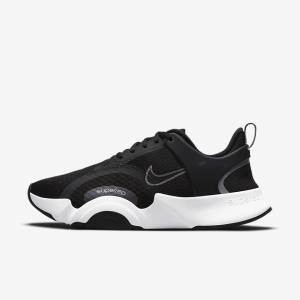 Women's Nike SuperRep Go 2 Training Shoes Black / White / Metal Dark Grey | NK781HGD