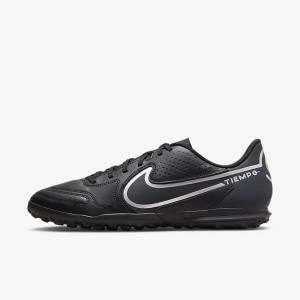 Women's Nike Tiempo Legend 9 Club TF Turf Football Shoes Black / Dark Grey | NK920COY