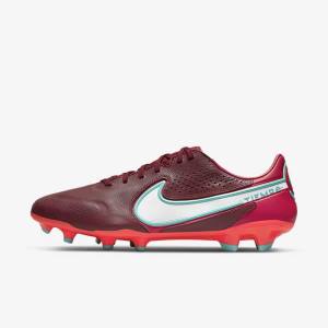 Women's Nike Tiempo Legend 9 Pro FG Firm-Ground Football Shoes Red / White | NK630GLY