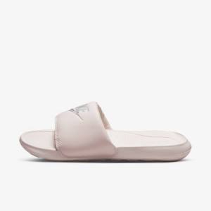 Women's Nike Victori One Slides Rose / Rose / Metal Silver | NK547BGS