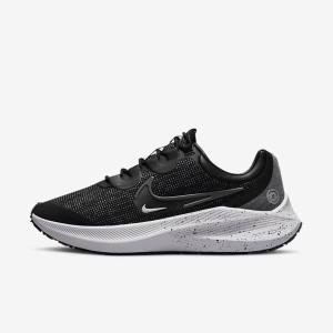 Women's Nike Zoom Winflo 8 Shield Weatherised Road Running Shoes Black / Metal Silver / Blue / Grey | NK709SEG